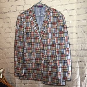 Alan Flusser plaid patch blazer Sz XL